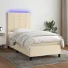 Image de Sommier À Lattes De Lit Et Matelas Et Led Crème 90x190 Cm Tissu Vidaxl