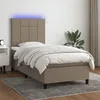 Image de Sommier À Lattes De Lit Et Matelas Et Led Taupe 100x200cm Tissu Vidaxl