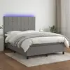 Image de Sommier À Lattes De Lit Et Matelas Et Led Gris Foncé 140x190 Cm Vidaxl