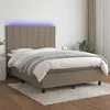Image de Sommier À Lattes De Lit Et Matelas Et Led Taupe 140x200cm Tissu Vidaxl