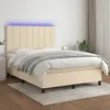 Image de Sommier À Lattes De Lit Et Matelas Et Led Crème 140x200cm Tissu Vidaxl