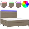 Image de Sommier À Lattes De Lit Et Matelas Et Led Taupe 160x200cm Tissu Vidaxl