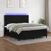 Image de Sommier À Lattes De Lit Et Matelas Et Led Noir 180x200 Cm Tissu Vidaxl