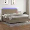 Image de Sommier À Lattes De Lit Et Matelas Et Led Taupe 200x200cm Tissu Vidaxl