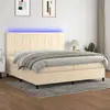 Image de Sommier À Lattes De Lit Et Matelas Et Led Crème 200x200cm Tissu Vidaxl