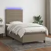 Image de Sommier À Lattes De Lit Et Matelas Et Led Taupe 80x200 Cm Tissu Vidaxl