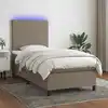 Image de Sommier À Lattes De Lit Et Matelas Et Led Taupe 90x190 Cm Tissu Vidaxl