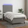 Image de Sommier À Lattes De Lit Avec Matelas Et Led Gris Foncé 90x200cm Vidaxl