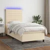 Image de Sommier À Lattes De Lit Et Matelas Et Led Crème 90x200 Cm Tissu Vidaxl