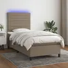 Image de Sommier À Lattes De Lit Et Matelas Et Led Taupe 100x200cm Tissu Vidaxl