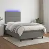 Image de Sommier À Lattes De Lit Et Matelas Et Led Gris Foncé 120x200 Cm Vidaxl