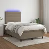 Image de Sommier À Lattes De Lit Et Matelas Et Led Taupe 120x200cm Tissu Vidaxl