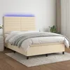 Image de Sommier À Lattes De Lit Et Matelas Et Led Crème 140x190cm Tissu Vidaxl