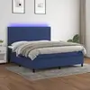 Image de Sommier À Lattes De Lit Et Matelas Et Led Bleu 160x200 Cm Tissu Vidaxl
