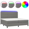 Image de Sommier À Lattes De Lit Et Matelas Et Led Gris Foncé 200x200 Cm Vidaxl
