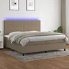 Image de Sommier À Lattes De Lit Et Matelas Et Led Taupe 200x200cm Tissu Vidaxl