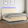 Image de Sommier À Lattes De Lit Et Matelas Et Led Crème 200x200cm Tissu Vidaxl