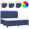 Image de Sommier À Lattes De Lit Et Matelas Et Led Bleu 200x200 Cm Tissu Vidaxl