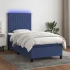 Image de Sommier À Lattes De Lit Avec Matelas Et Led Bleu 90x190cm Tissu Vidaxl