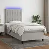 Image de Sommier À Lattes De Lit Et Matelas Et Led Gris Clair 100x200 Cm Vidaxl