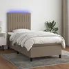Image de Sommier À Lattes De Lit Et Matelas Et Led Taupe 100x200cm Tissu Vidaxl
