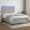 Image de Sommier À Lattes De Lit Et Matelas Et Led Gris Clair 140x190 Cm Vidaxl