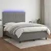 Image de Sommier À Lattes De Lit Et Matelas Et Led Gris Foncé 140x190 Cm Vidaxl