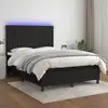 Image de Sommier À Lattes De Lit Et Matelas Et Led Noir 140x190 Cm Tissu Vidaxl