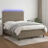 Image de Sommier À Lattes De Lit Et Matelas Et Led Taupe 140x190cm Tissu Vidaxl