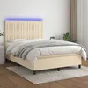 Image de Sommier À Lattes De Lit Et Matelas Et Led Crème 140x190cm Tissu Vidaxl
