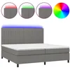Image de Sommier À Lattes De Lit Et Matelas Et Led Gris Foncé 200x200 Cm Vidaxl