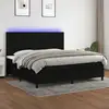 Image de Sommier À Lattes De Lit Et Matelas Et Led Noir 200x200 Cm Tissu Vidaxl