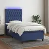 Image de Sommier À Lattes De Lit Avec Matelas Et Led Bleu 80x200cm Tissu Vidaxl