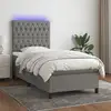 Image de Sommier À Lattes De Lit Avec Matelas Et Led Gris Foncé 90x200cm Vidaxl