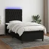 Image de Sommier À Lattes De Lit Avec Matelas Et Led Noir 90x200cm Tissu Vidaxl