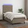 Image de Sommier À Lattes De Lit Et Matelas Et Led Taupe 90x200 Cm Tissu Vidaxl