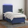 Image de Sommier À Lattes De Lit Avec Matelas Et Led Bleu 90x200cm Tissu Vidaxl