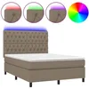 Image de Sommier À Lattes De Lit Et Matelas Et Led Taupe 140x190cm Tissu Vidaxl