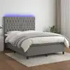 Image de Sommier À Lattes De Lit Et Matelas Et Led Gris Foncé 140x200 Cm Vidaxl