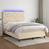 Image de Sommier À Lattes De Lit Et Matelas Et Led Crème 140x200cm Tissu Vidaxl