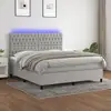 Image de Sommier À Lattes De Lit Matelas Et Led Gris Clair 160x200 Cm Vidaxl