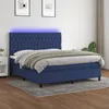 Image de Sommier À Lattes De Lit Et Matelas Et Led Bleu 180x200 Cm Tissu Vidaxl