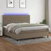 Image de Sommier À Lattes De Lit Et Matelas Et Led Taupe 200x200cm Tissu Vidaxl