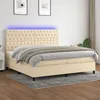 Image de Sommier À Lattes De Lit Et Matelas Et Led Crème 200x200cm Tissu Vidaxl