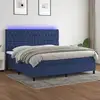 Image de Sommier À Lattes De Lit Et Matelas Et Led Bleu 200x200 Cm Tissu Vidaxl