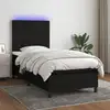 Image de Sommier À Lattes De Lit Avec Matelas Et Led Noir 80x200cm Tissu Vidaxl