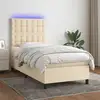 Image de Sommier À Lattes De Lit Et Matelas Et Led Crème 90x190 Cm Tissu Vidaxl