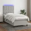 Image de Sommier À Lattes De Lit Avec Matelas Et Led Gris Clair 90x200cm Vidaxl