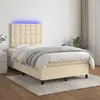Image de Sommier À Lattes De Lit Et Matelas Et Led Crème 120x200cm Tissu Vidaxl