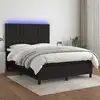 Image de Sommier À Lattes De Lit Et Matelas Et Led Noir 140x190 Cm Tissu Vidaxl